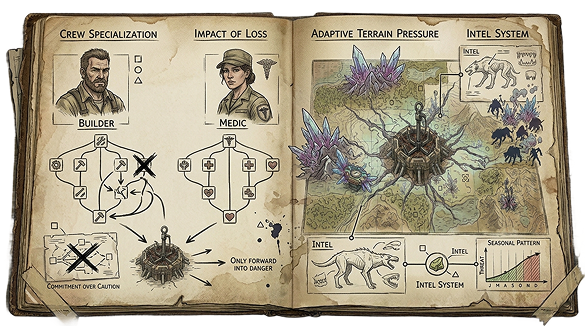 Features field journal illustration